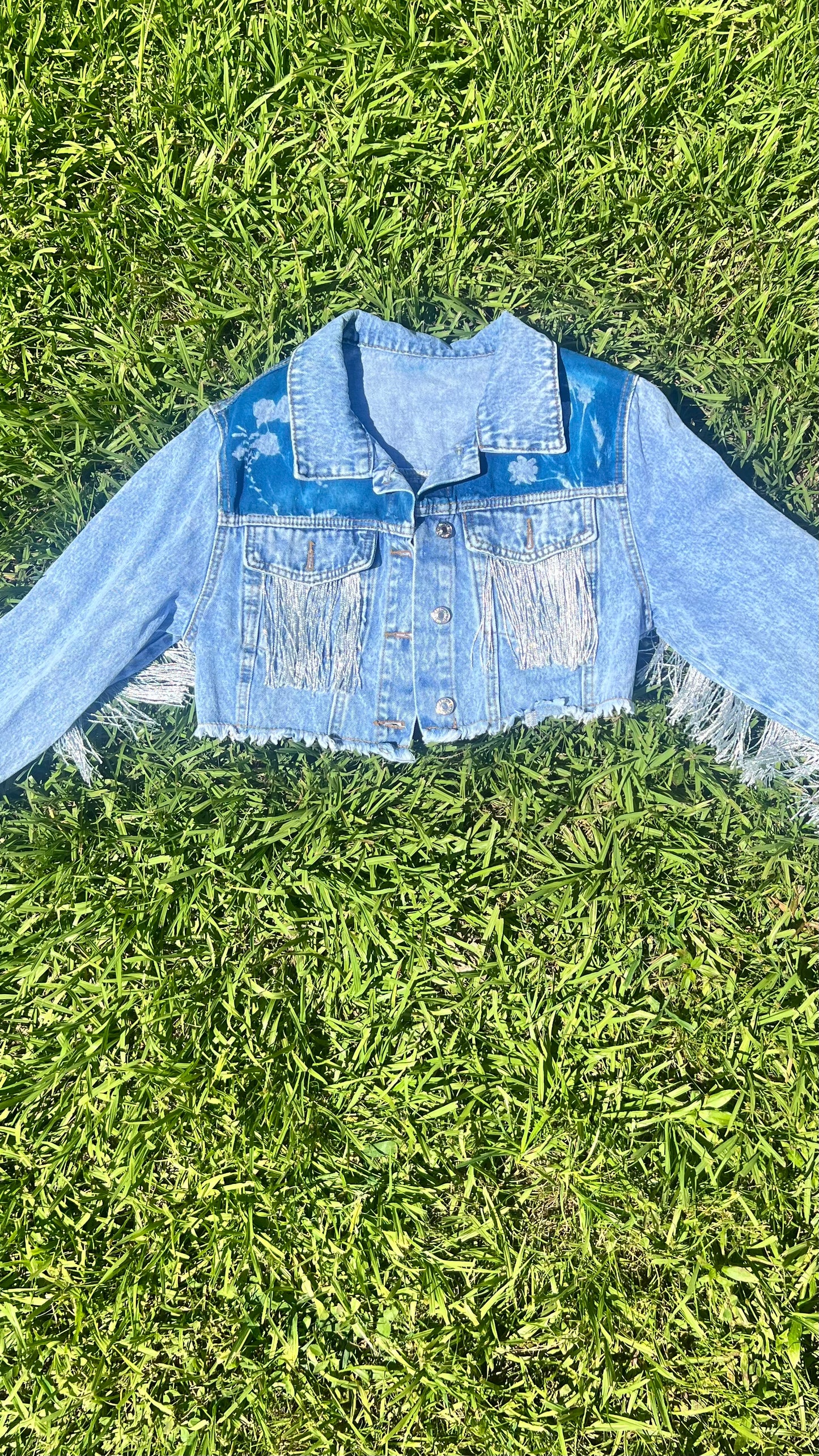 Jean Cut Off Fringe Jacket • Small