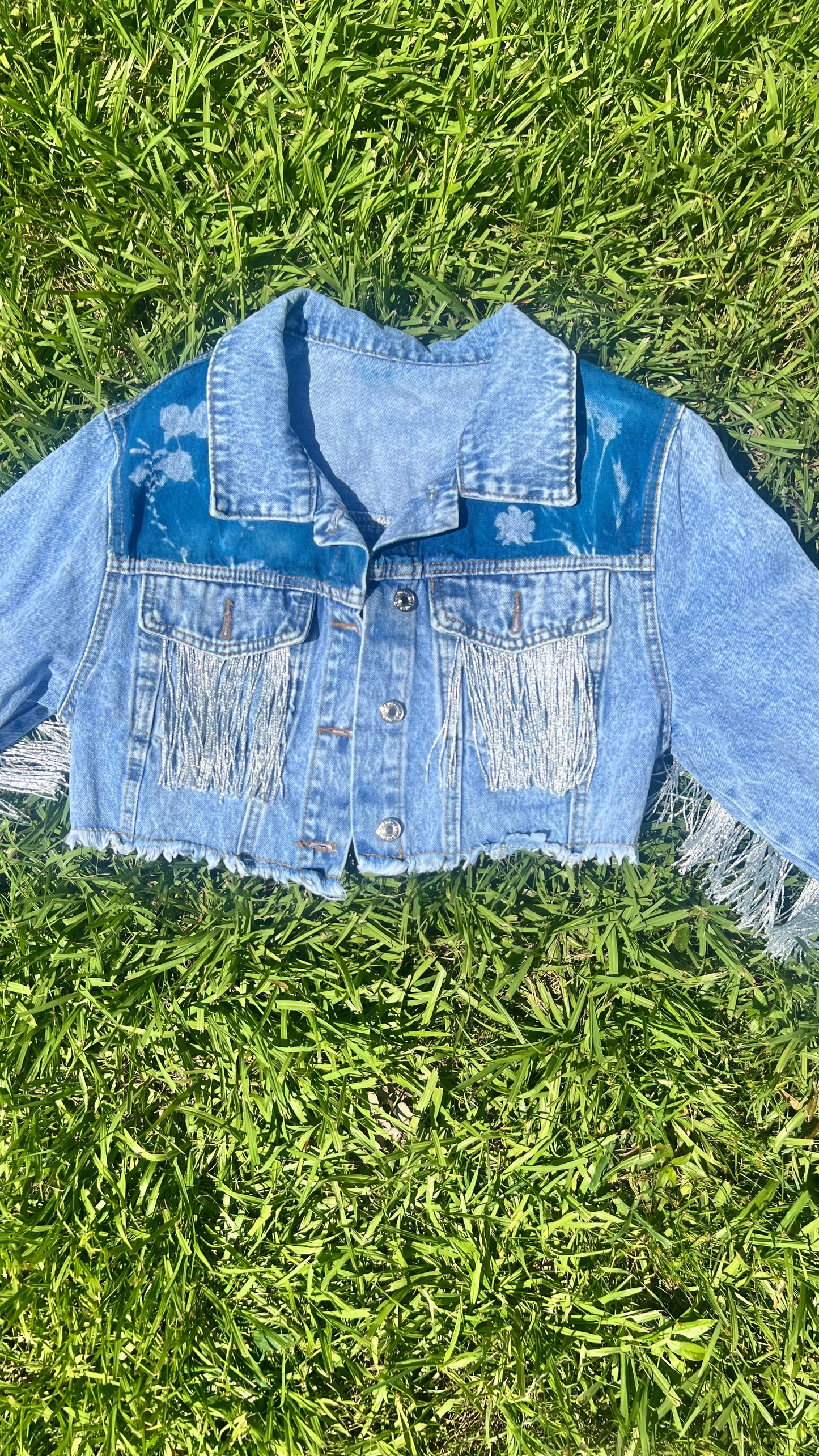 Jean Cut Off Fringe Jacket • Small