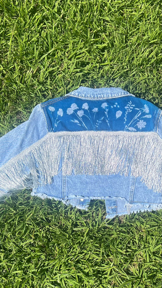 Jean Cut Off Fringe Jacket • Small