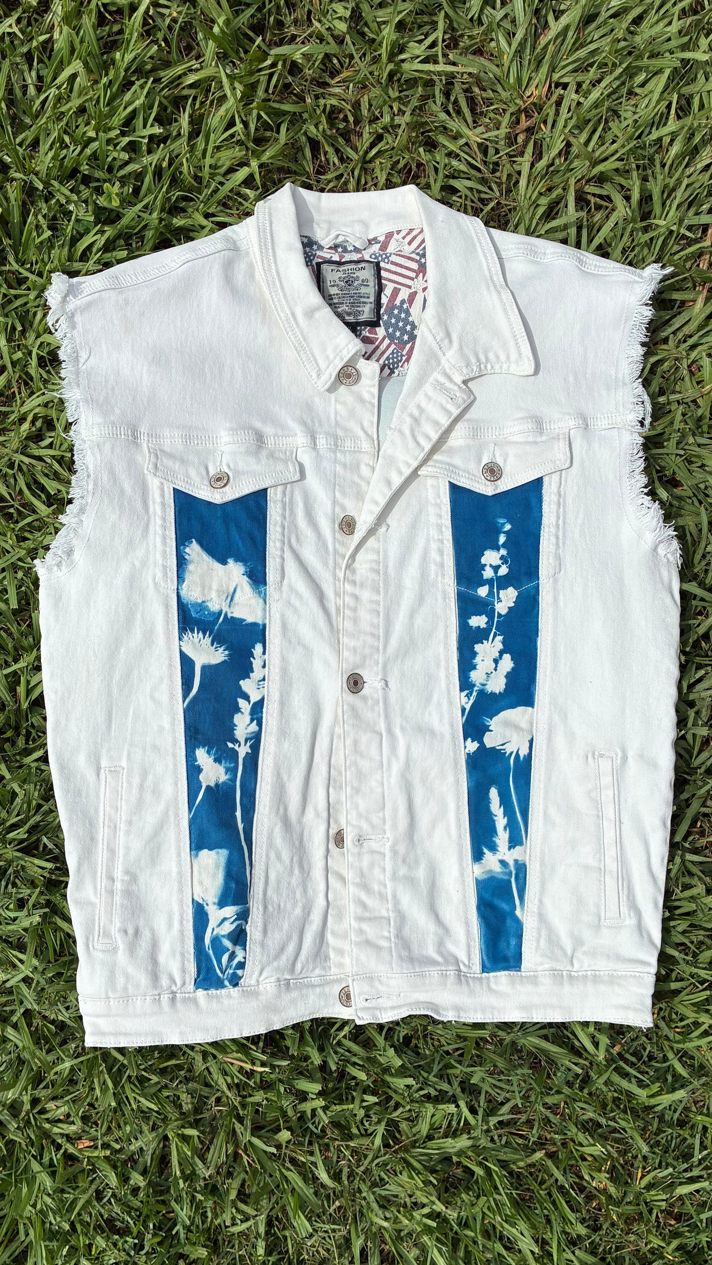 Fashion Jeans white denim vest • XL